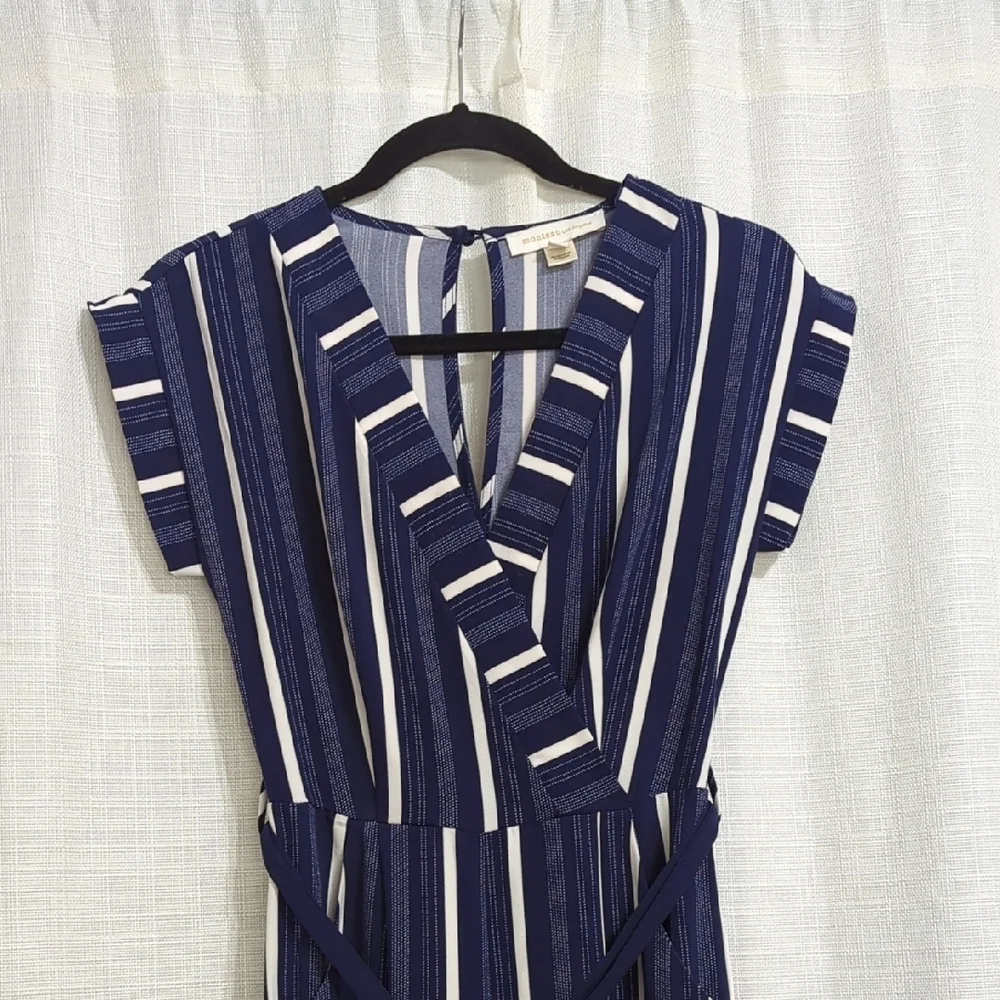 Monteau - Striped Navy Jumpsuit - Size XS - Picture 4 of 16